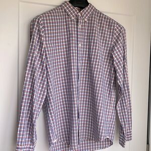 Gap “Lived In” style Blue/Orange/White checkered shirt.